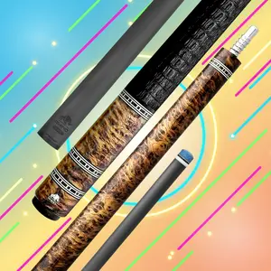 Rhino RETRO Thuya Pool Cue - Carbon Fiber Shaft, Crocodile-Embossed Microfiber Leather Wrap, Time Crystal Tip 12.5mm, Pro Taper, 3/8-8 Stainless Steel Joint, Weight Adjustable