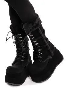 Arctic Freeze Fur Platform Boots DEMONIA