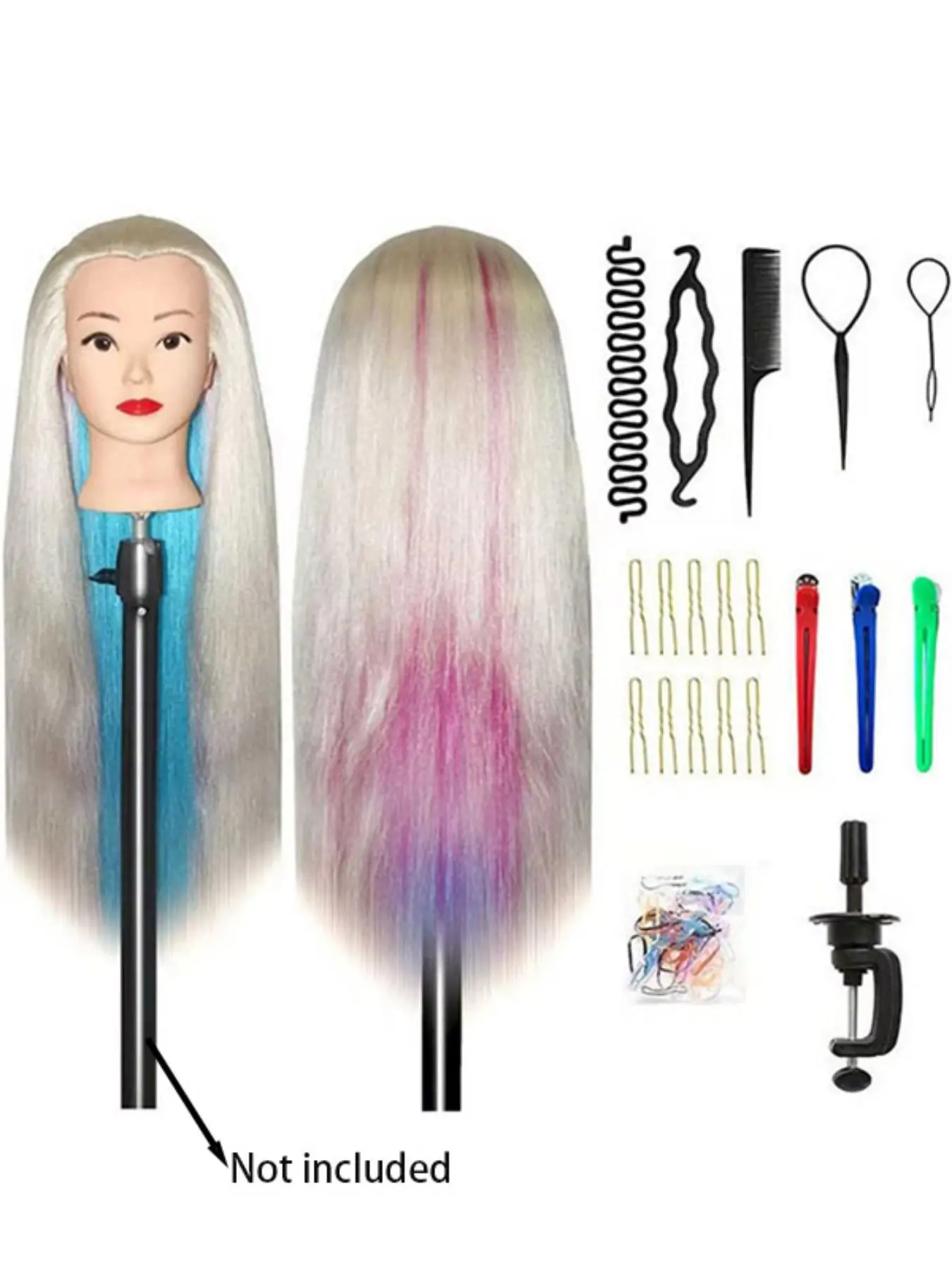 Professional 66cm Hairstyling Mannequin Head with Synthetic Hair, Realistic Braiding Practice Learning Doll for Salon and Beauty School, Durable Training Tool for Barbers, Stylists and Hairdresser, Training Session