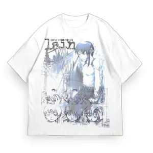 Lain Anime T-Shirt - Serial Experiments Casual Graphic Tee for Men and Women Round Neck Cotton Fabric Aesthetic Menswear Streetwear Top
