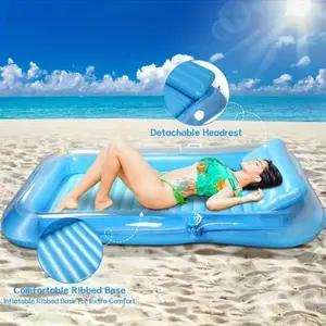 Inflatable Sun Lounger Float Bed, 85"x57" Adult Pool Floating, Includes Pillow, 4-In-1 Sun Bath Tub Float, Relaxation Bed, Party Gift, Inflatable Pool Floaters