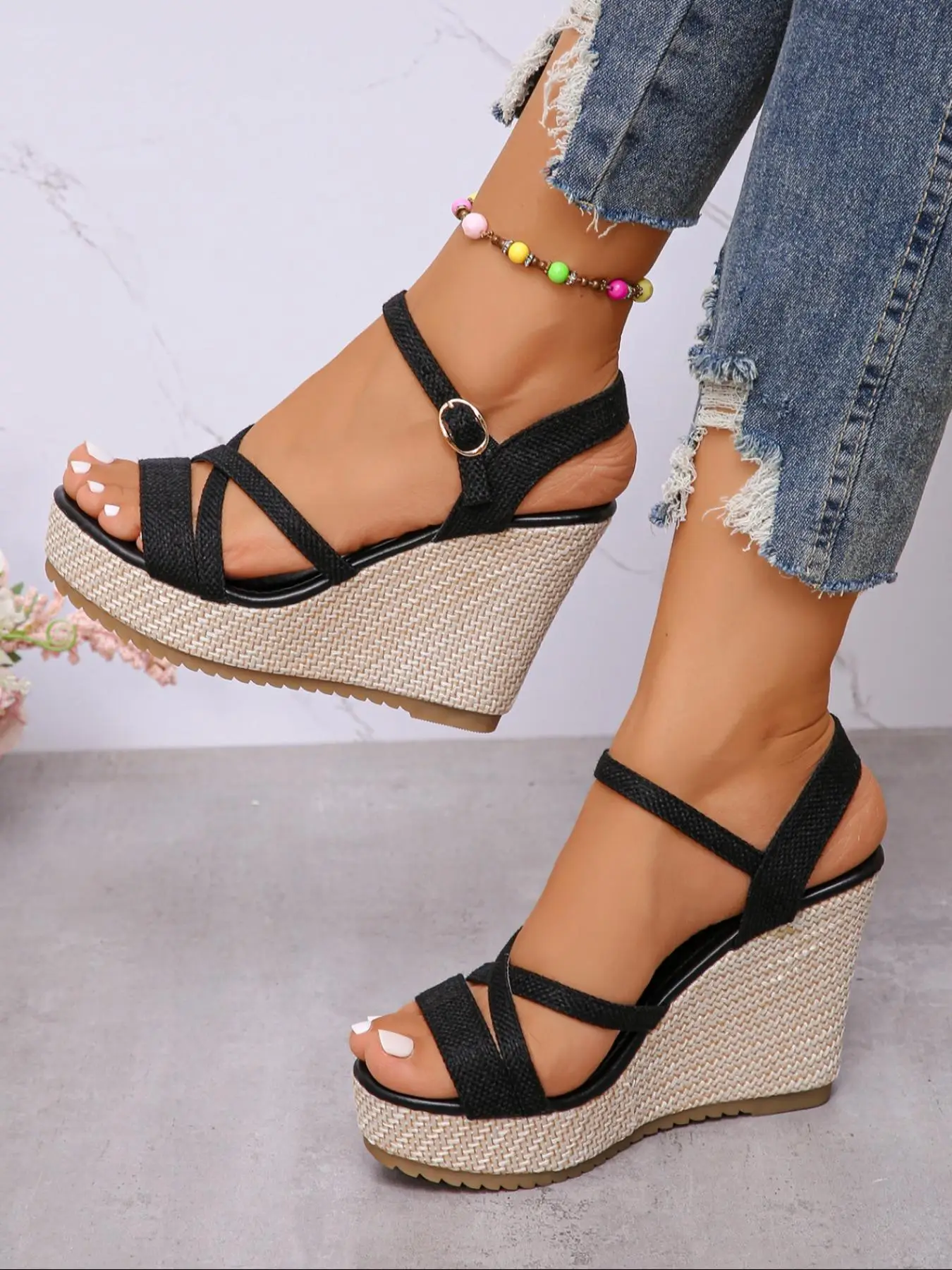 Women's Fashionable Sandals, Casual Wedge Sandals for Daily Wear, Lightweight Breathable Comfortable Shoes for Daily Wear