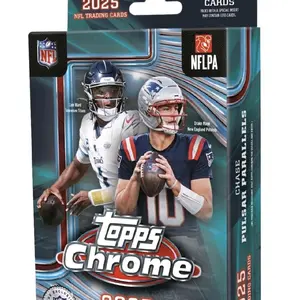 Topps 2025 Chrome Hanger Box - NFL Trading Cards with Chase Pulsar Parallels & 20 Cards per Box