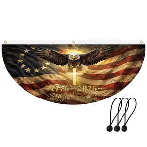 USA 250th Birthday Flag USA Anniversary Flag USA 250th Anniversary Fan Flag: Semiquincentennial 1776-2026 Outdoor Banner, 250 Years Of Freedom, July 4th Independence Day Summer Flag Banners