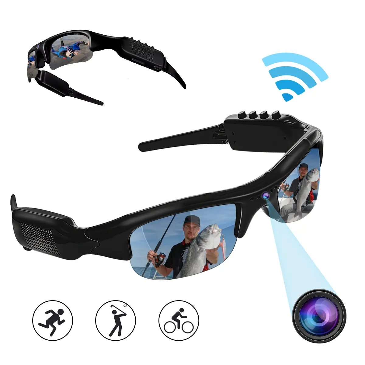 Smart Camera Glasses for Action Sports, HD Video Recording Glasses with 32GB Memory(optional), Action Audio Camera Sunglasses for Men Women Outdoor, Wearable Smart Glasses, Wearable Tech Glasses, Wearable Devices, Glasses That Record
