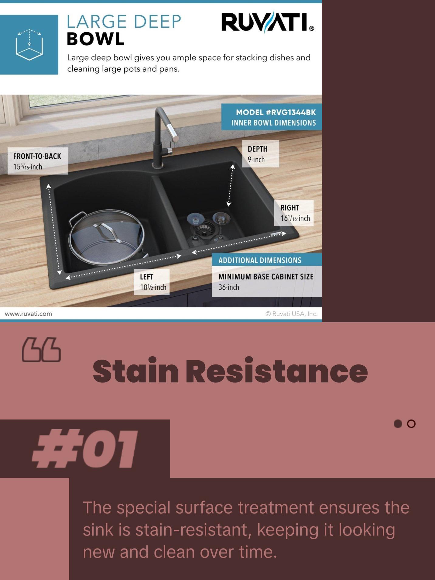 33 x 22 inch Dual-Mount Granite Composite Double Bowl Kitchen Sink