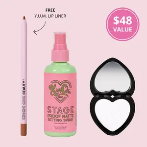 KimChi Chic Beauty Flawless Finish Bundle - Includes Almost Catfished Finishing Powder & Stage Proof Matte Setting Spray with Free YUM Lip Liner - Makeup, Makeup Kit Set