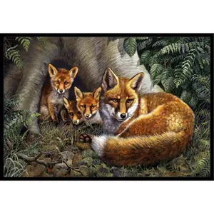 212 MAIN Decorative Rug Mat, A Family of Foxes at Home Durable Decorative Mat, 24x36 Indoor Outdoor Rug for Home Use