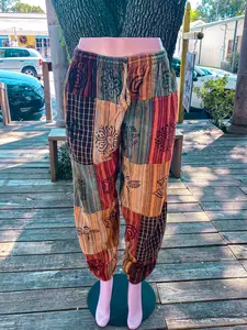 Beautiful boho hippie patchwork pants- festive colorful handmade pants, unisex harem bohemian