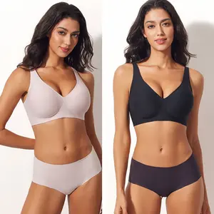Gentle and Delicate Girl Women's Wireless Seamless Bra Deep V No Underwire Push Up Bra Support Full Cup Bra Vest Style T Shirt Bra