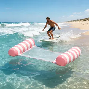 2 Packs 4-in-1 Multi-Purpose Hammock Pool Floats for Adults, Inflatable PVC Water Hammock Lounge Floaties