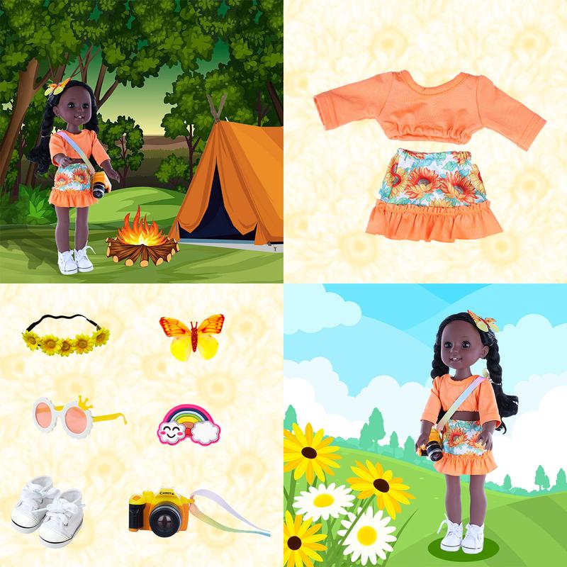 14.5 Inch Reborn Baby Doll  Fun Black Doll Baby Girl Doll and Clothes Set African Washable Realistic Silicone Girl Dolls -Best Gift for Girls