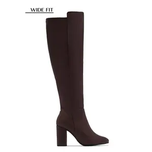 Colette Wide Fit Block Heel Boots - Brown