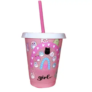 Kids 16 oz Squishmallow Plastic Tumbler with Lid and Reusable Straw