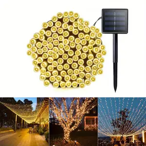 Solar Outdoor Lights, Garden Decoration, 1 Pack of Outdoor Solar String Lights, 12 Lighting Modes, Garden Trees Christmas New Year Party Wedding (Warm White/White/Multi-Colored) Garden Decoration Home Decoration and Accessories