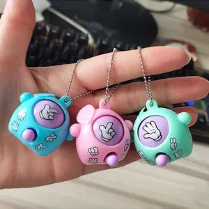 2pcsMiniRock-paper-scissorsGameKeychainCuteFunFidgetToyKeyChainRingPurseBagBackpackCharmStressReliefPartyFavorsToyFriendsGift