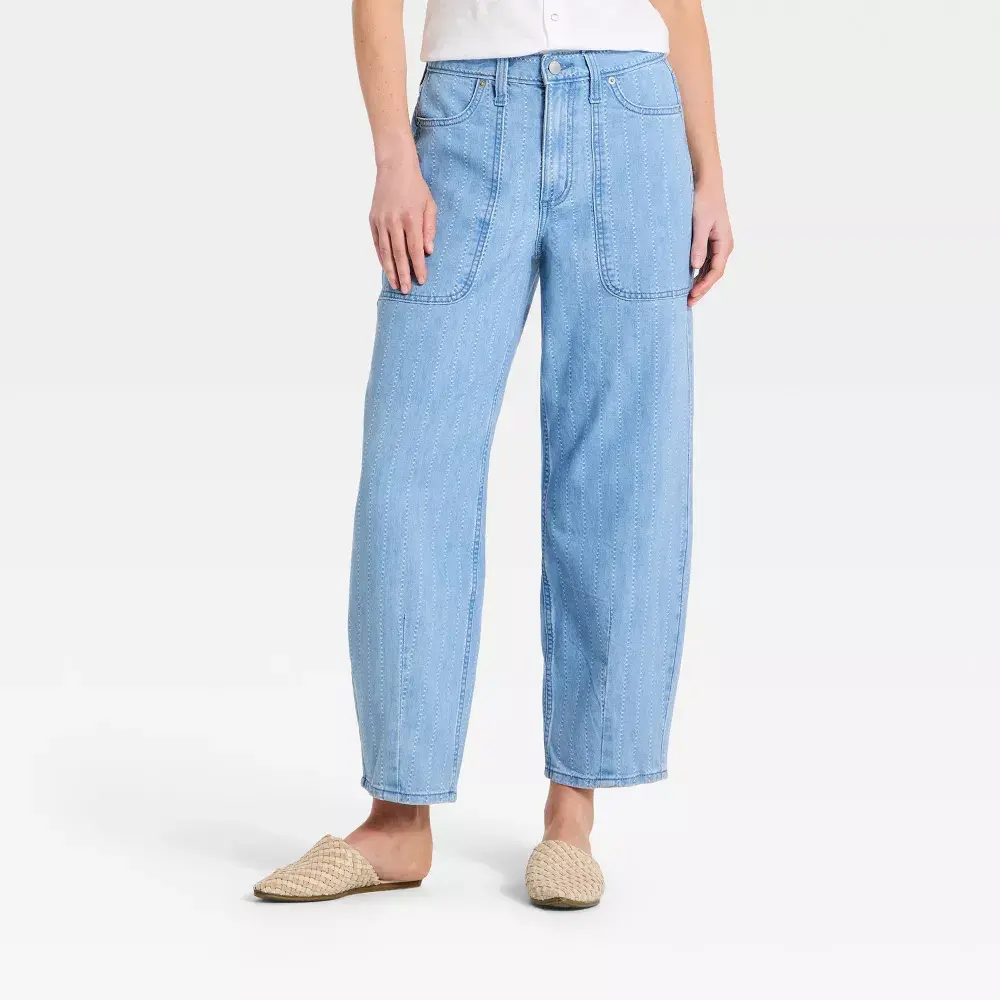 Women's High-Rise Easy Barrel Leg Jeans - Universal Thread Blue 0