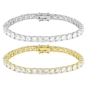 JTV White Cubic Zirconia Rhodium and 14k Yellow Gold Plated Bracelet Set of 2 25.38ctw