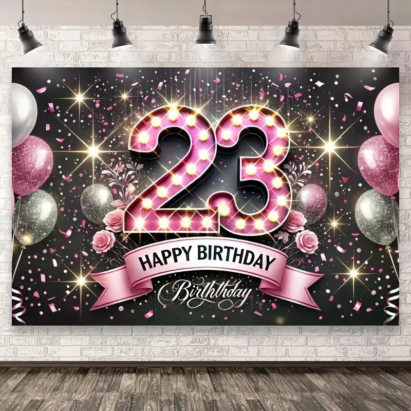 23rd Birthday Party Background, 1 Count 23rd Birthday Party Background, Birthday Party Decoration, Photo Props, Cake Table Decoration, Indoor and Outdoor Decoration, Banners