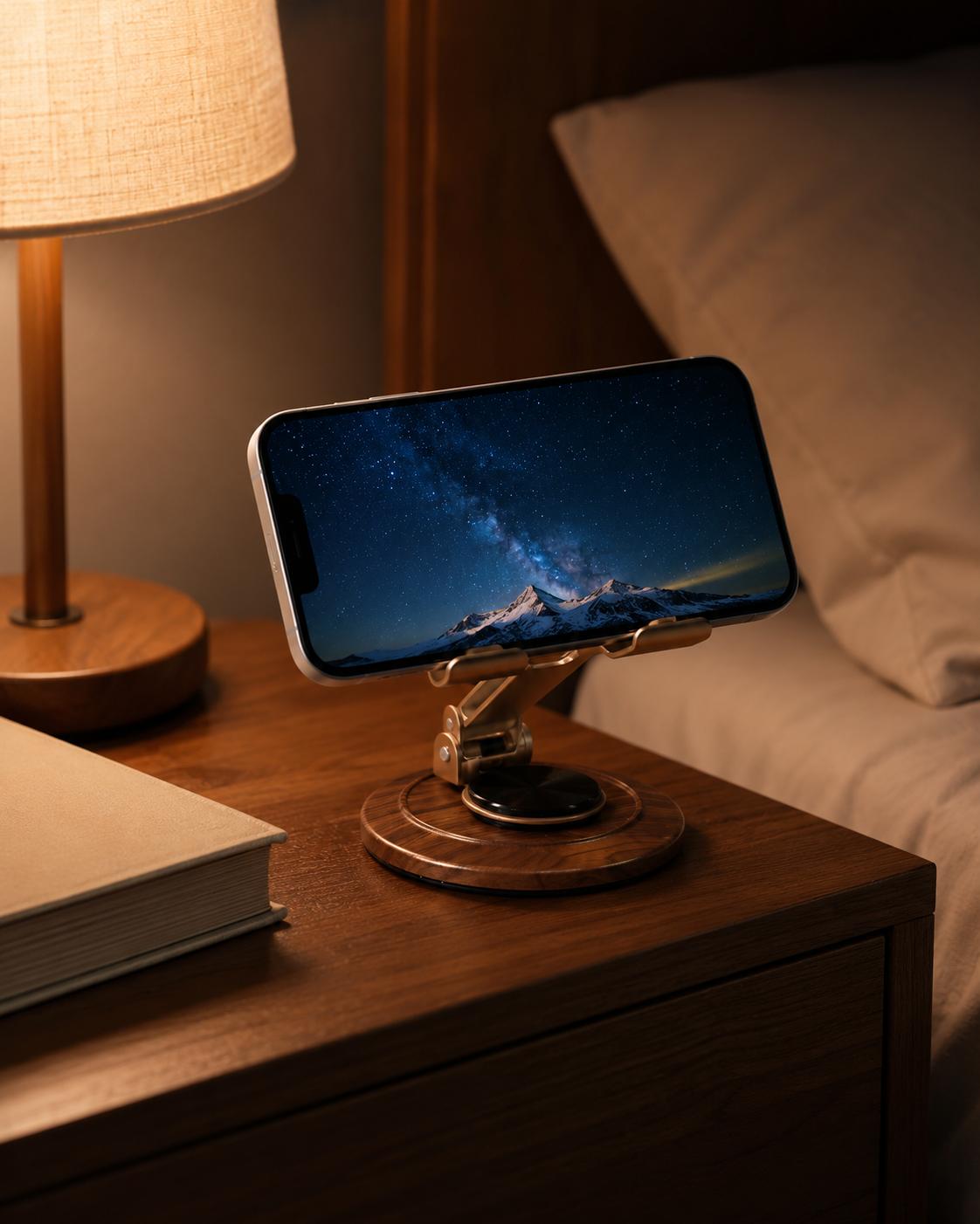 Phone Stand for Desk, Adjustable 360° Rotating Foldable Smartphone Holder, Compact Portable Desktop Cell Phone Stand for Office, Home, Kitchen & Bedside, Compatible with iPhone & Android#TikTokBackToSchool