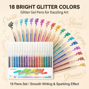 SHANDS Retractable Glitter Gel Pens with Vibrant Metallic Colors, Ideal for Outdoor DIY, Travel Journaling and School Projects, Office Stationery Writing Tool for Summer Camp Activities