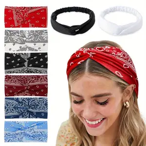 8Pcs Sport Bandana Headbands for Women Boho Elastic Hair Bands for Women's Hair Twist Turban Head Wraps Fashion Hair Accessories