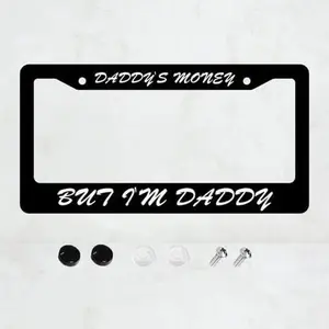 Daddy's Money Style License Plate Prame Stainless Steel Rust-Proof Auto Parts License Plate Decorative Screws Fit Standard 2 Holes 1 U.s. License