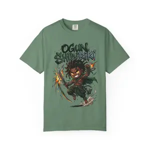 Ogun Shibiriki Chibi Orisha T-Shirt | Santeria Lukumi Iron Chain Warrior Spirit Tee | Comfort Colors | Unisex Garment-Dyed T-shirt