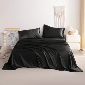 Satin Sheet Set 3/4 Piece – Silky Smooth Cooling Sheets for Hair & Skin, Deep Pocket Bedding Set