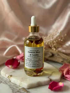 Jasmine Rose & Vanilla Body Oil with Rose Petals Infused | Hydrating Glow Oil | Sweet Almond, Jojoba & Rosehip Oil | Floral Kiss Moisturizing Skin Oil