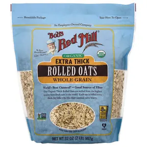 Bob's Red Mill Organic Extra Thick Rolled Oats, Whole Grain, 32 oz (907 g)