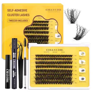 Natural Wool Curled Eyelash Extensions, 160pcs/box Special Individual False Eyelashes with Tools, Eye Makeup Product for Women & Girls