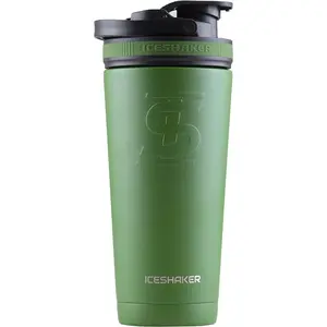 Ice Shaker 26 Oz Shaker Bottle, Stainless Steel Water Bottle and Protein Shaker, As Seen on Shark Tank, Reusable Stainless Steel Water Bottle, Gym Water Bottle, Green