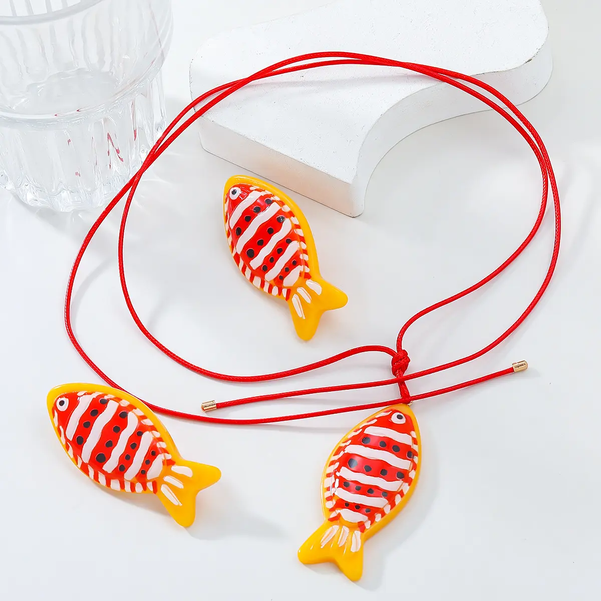 Tropical Fish Earrings and Necklace Set for Women, Clownfish Pendant Accessories, Cute Korean Style Jewelry