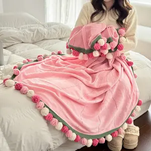 1pc Floral Bedspread, Thick Warm Blanket for Sofa and Bed, 100cm/52 Flowers & 150cm/99 Flowers, Perfect Gift for Holidays