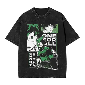 My Hero Academia Aizawa Shouta Anime Design Washed T Shirts Hip Hop Vintage T-Shirt Boku Tees Tops 100%4Cotton Harajuku