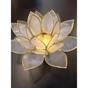 Natural Capiz Shell Candle Holder - White