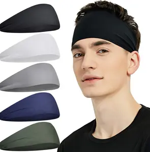 Unisex Sports Headbands, 5-Pack Moisture-Wicking Sweatbands for Running, Cycling