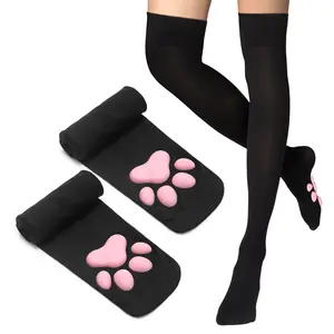 Cat Paw Pad Socks Thigh High Socks Pink Cute 3D Kitten Claw Stockings for Cosplay