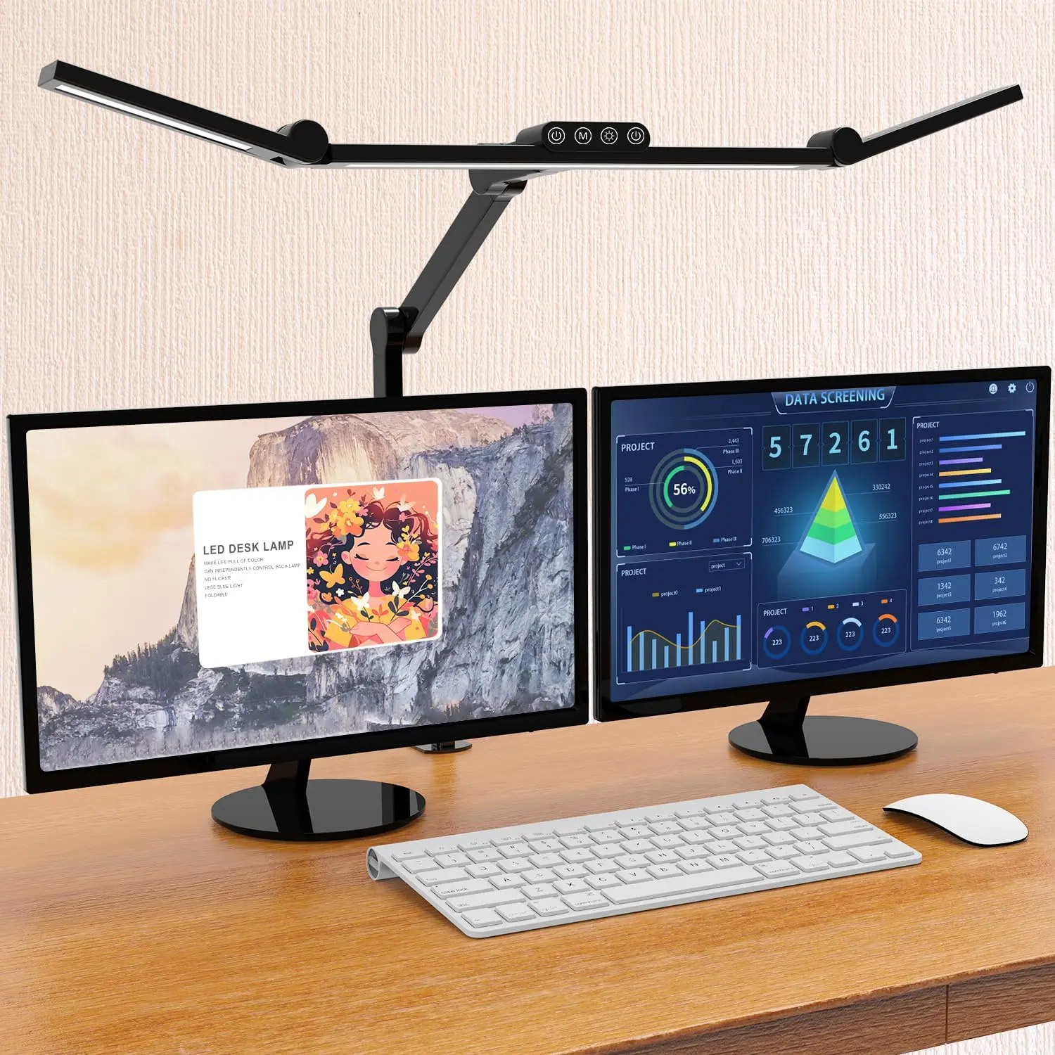 24W Clamp-On LED Desk Lamp - Architect Table Lamp with Auto Dimming, Stepless Dimming & Atmosphere Lighting for Home Office, Drawing, Sewing (Indoor LED Lights for Computers), Table Lamps