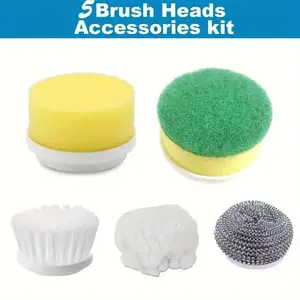 5 Replacement Electric Rotating Washer Brush Heads Kit, Scrubbing Spin Brush, Cleaning Accessories, Durable & Efficient Clean Tools, Ideal for Home Use