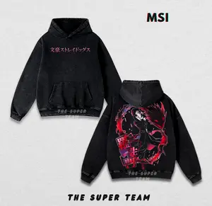 Bungou Stray Dogs Osamu Dazai Anime Double Printed Vintage Washed Tee Unisex Heavyweight Cotton T-shirt for Anime Fans and Lovers