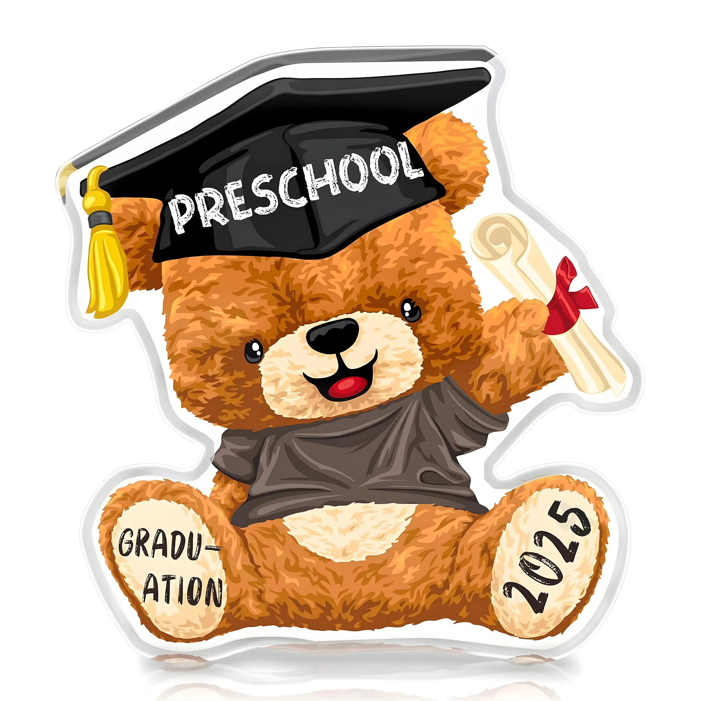 Graduation Gift for Graduates, Acrylic Teddy Bear Animal Memorial, Party Decoration, Perfect for Daughter Son, Unique Keepsake, Ideal for School Graduations