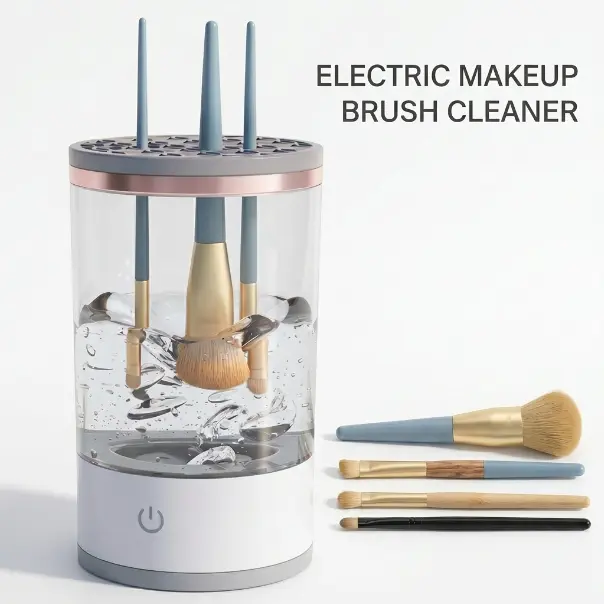 Hands-Free Electric Makeup Brush Cleaner - Auto-Spin Quick Sanitizing Washing Machine, 1-Stop Hygienic Deep Clean Tool for Eyeshadow Brushes, Beauty Blenders, Small Cosmetic Tools, Lazy Girl Time-Saving GRWM Essential for Daily Routine & Travel