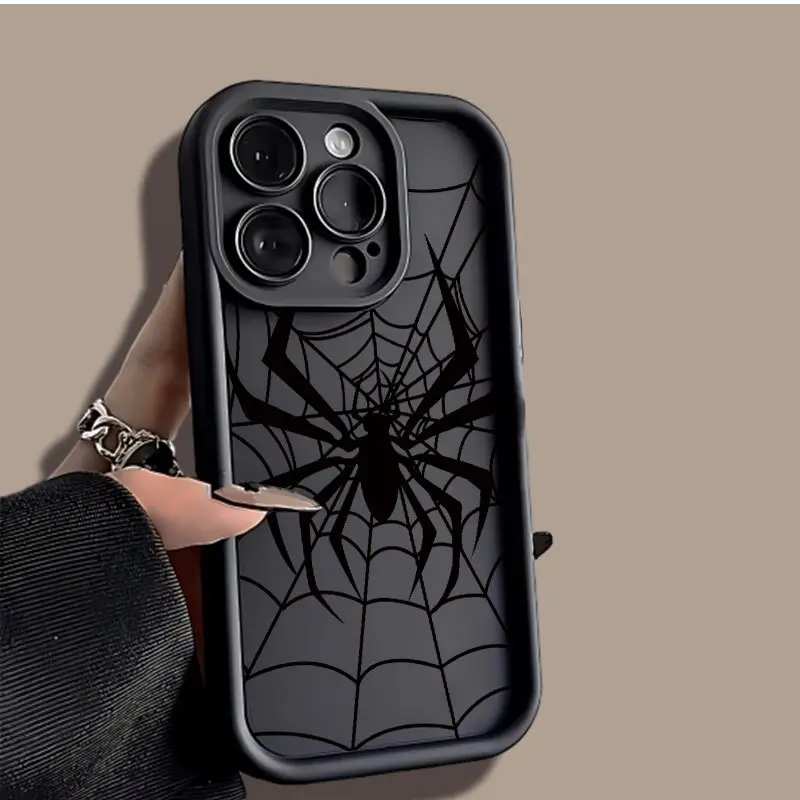 Gothic Spider Web Matte Phone Case for iPhone 16/15/14/13/12/11 Pro Max/Pro/Plus - Unisex Shockproof Cover Protection Casing