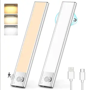 Motion Sensor Light Indoor, Under Cabinet Wireless Light, 8.7" Rechargeable Kitchen Bar Lights, 76 LEDS 3 Color Magnetic Under Counter Light,  Fixture for Kitchen Stair