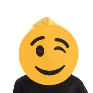 Kids' Winking Emoji Face Mask | Breathable Full Head Costume Mask with Velcro Closure - Funny Costume Accessory for Halloween, Birthdays & Fantasy Theme Party