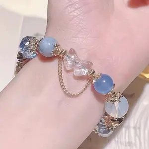 Retro Court Style Fairytale Dream Blue Bracelet High Luxury Sense Beaded Bracelet