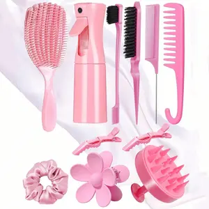 Hair Styling Tool Set, Hair Styling Kit, Hair Comb & Hair Tie & Hair Clip & Hair Brush, Professional Heatless Styling Tools for Women & Girls