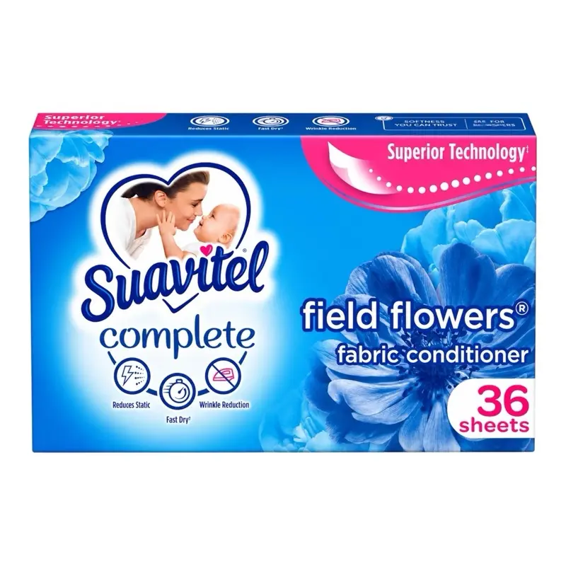 Suavitel Complete Fabric Softener Dryer Sheets, Field Flowers - 36 Count